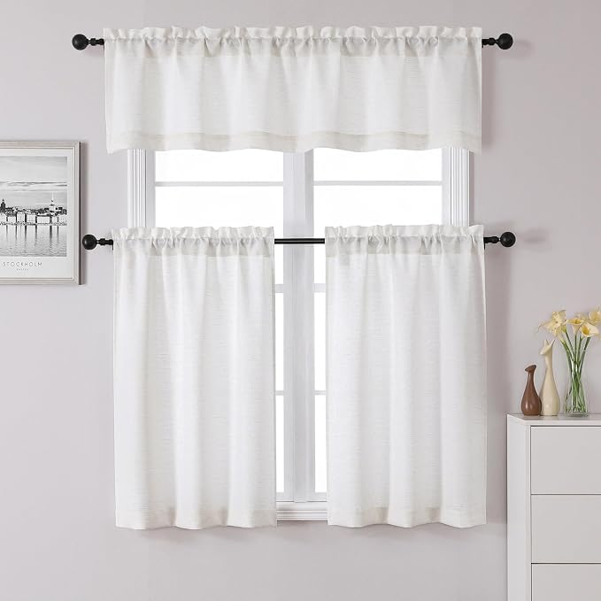 Chyhomenyc Blend Linen Valance for Windows, Light Filtering Blend Linen - Image 2