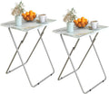 Folding TV Tray Table Set of 2,Dinner Snack Trays Table for Eating on Couch,Portable Metal Dinner Table for Small Sofa Bedside Tables with Light Weight, 15 x 18.9 x 26 in(Smoky Grey,2PCS)