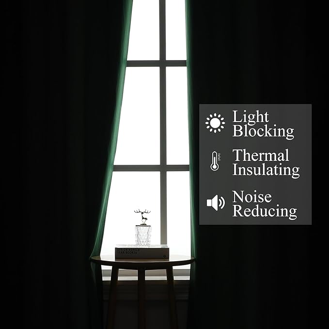Estelar Textiler Black and Green Ombre Blackout Curtains - Image 3