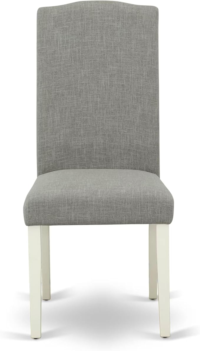 East West Furniture V077EN206-9 9 Piece Modern Dining Table Set Includes a Rectangle Wooden Table with V-Legs and 8 Dark Shitake Linen Fabric Parsons Dining Chairs, 40x72 Inch, Multi-Color