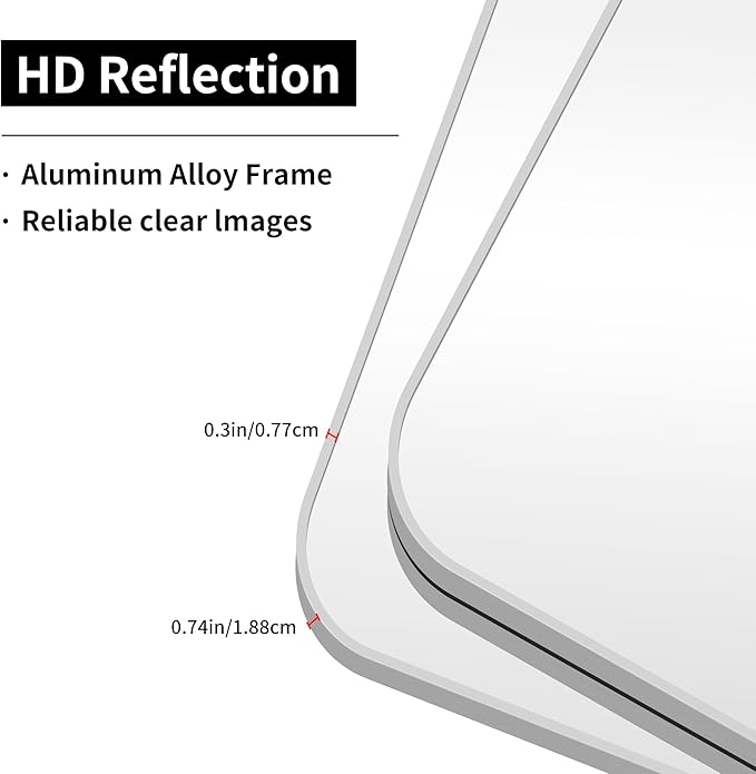 30x60 Inch Silver Bathroom Mirror, Large Rectangular Vanity Mirror, Metal Framed Rectangle Mirror, Rounded Corner Wall Mounted Mirrors for Living Room Bedroom Entryway Horizontal or Vertical