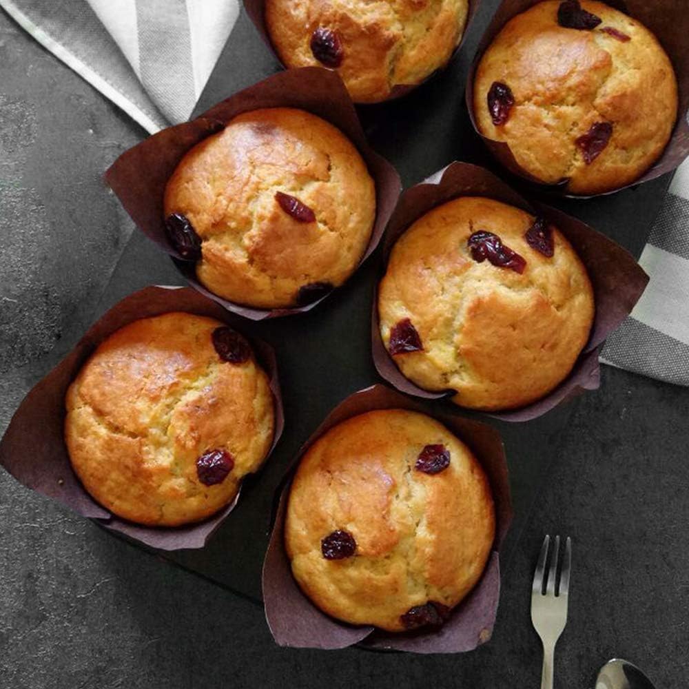 150pcs Tulip Cupcake Liners Baking Cups Muffin Liner Grease-Proof Paper Cupcake Wrappers for Wedding, Birthday Party, Standard Size (Golden Printed, Brown)