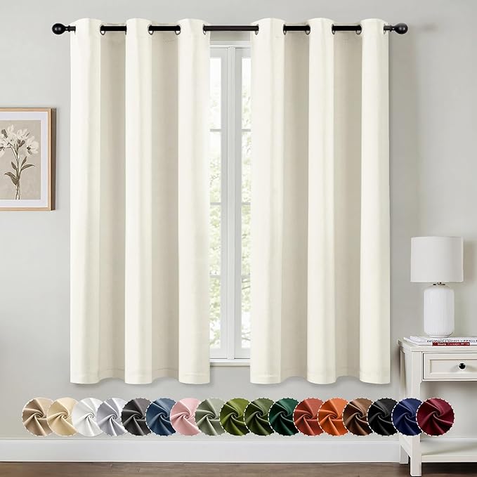 MIULEE Cream Blackout Curtains for Bedroom Living Room 54 Inches Long 2 Panels by MIULEE