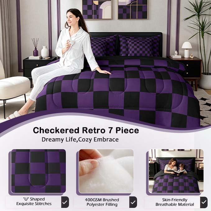 Feelyou Checkered King Comforter Set - Image 5