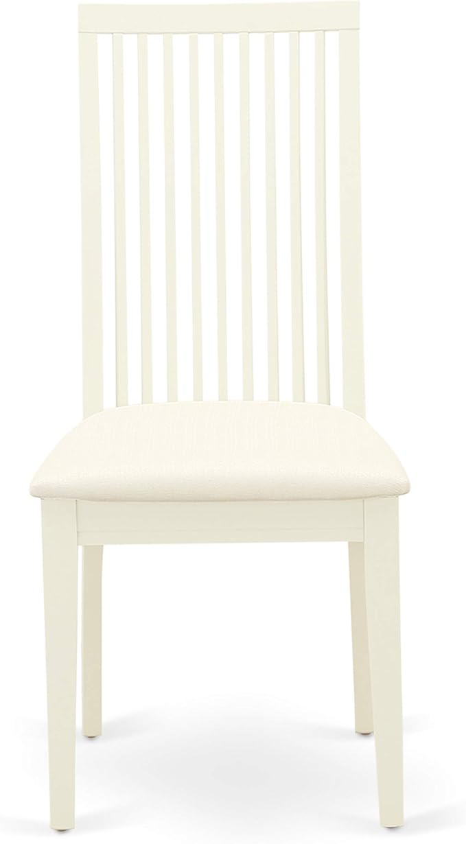 East West Furniture HLIP5-LWH-C 5 Piece Dining Set Includes a Round Dining Room Table with Pedestal and 4 Linen Fabric Upholstered Chairs, 42x42 Inch, Linen White