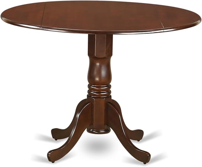 East West Furniture DMIP5-MAH-W 5 Piece Dining Table Set for 4 Includes a Round Kitchen Table with Dropleaf and 4 Kitchen Dining Chairs, 42x42 Inch, Mahogany