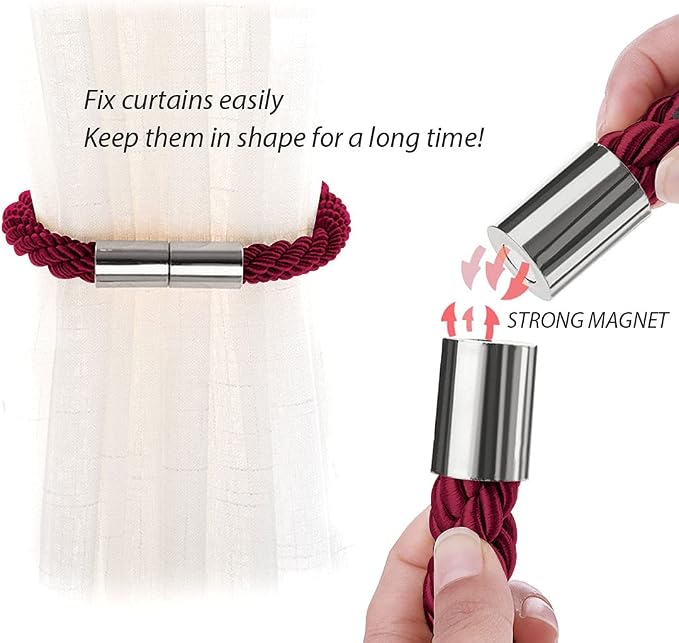 NICEEC 6 Pack Strong Magnetic Curtain Tiebacks Modern Simple Style Drape Tie - Image 4