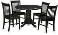 East West Furniture SHNO5-BLK-W 5 Piece Dining Set Includes a Round Dining Room Table with Pedestal and 4 Wood Seat Chairs, 42x42 Inch, Black