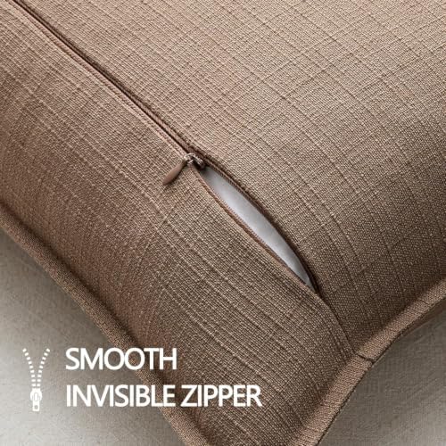 MIULEE Thick Textured Euro Sham Throw Pillow Covers 24x24 Inch Coco Brown - Image 7