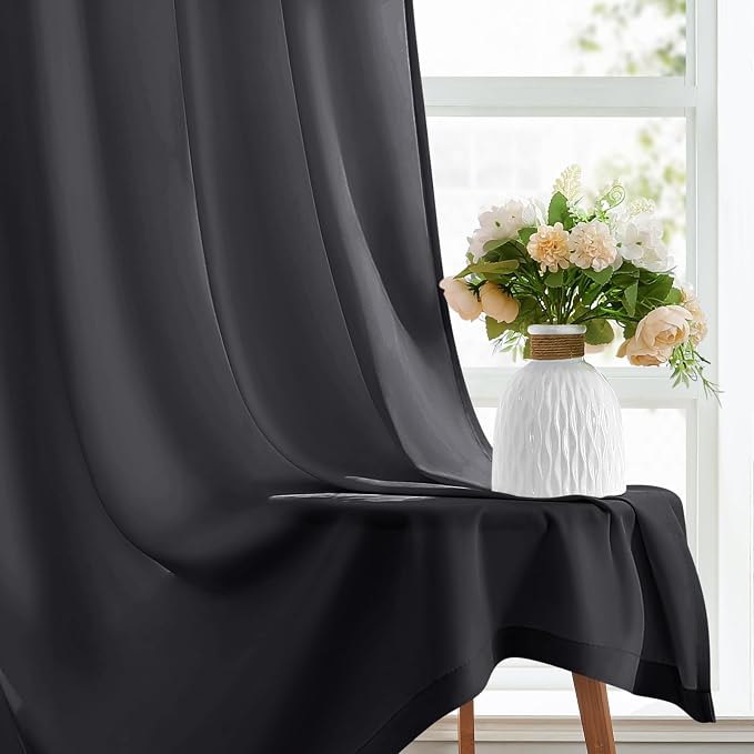 HOMEIDEAS Halloween Non-See-Through Black Privacy Sheer Curtains, 52 X 45 - Image 5