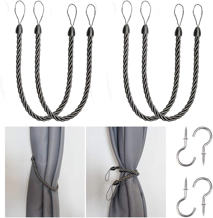 BEL AVENIR Curtain Rope Tiebacks, Drapery Rope Holdbacks by BELAVENIR