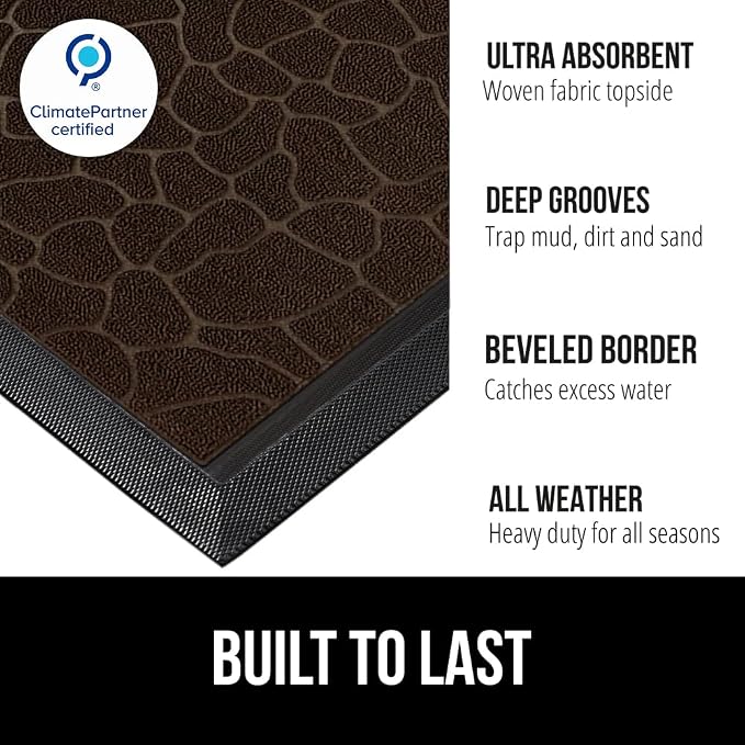 GORILLA GRIP 100% Waterproof All-Season WeatherMAX Doormat 35x23, US Designed - Image 2