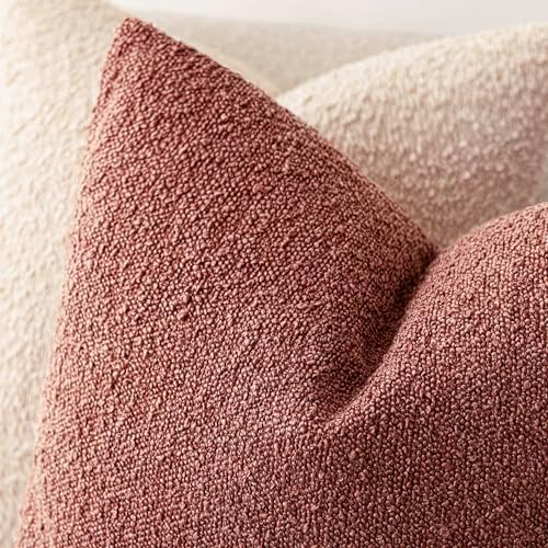 Foindtower Decorative Textured Boucle Throw Pillow Covers 20x20 Orange Red - Image 4