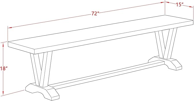 East West Furniture V077LA015-6 6 Piece Dining Table Set Contains a Rectangle Dining Room Table with V-Legs and 4 Baby Blue Linen Fabric Parson Chairs with a Bench, 40x72 Inch, Multi-Color