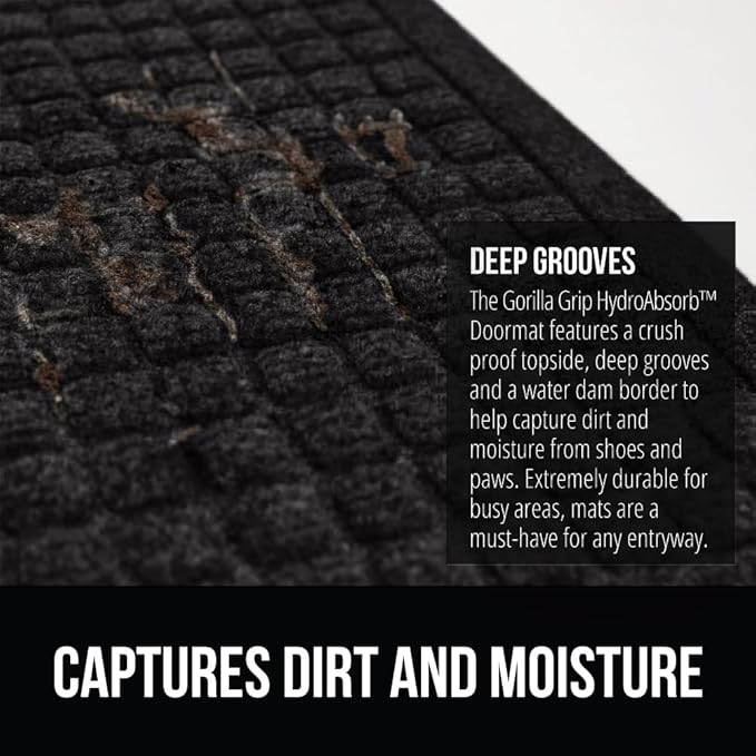 GORILLA GRIP® Ultra Absorbent Front Door Mat Outside Entrance, Traps Dirt and - Image 4