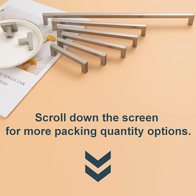 KOOFIZO 30-Pack Solid Square Bar Cabinet Handle - Brushed Nickel Furniture Pull, 5 Inch/128mm Screwhole Distance for Kitchen Cupboard Door, Bedroom Dresser Drawer, Bathroom Wardrobe Hardware