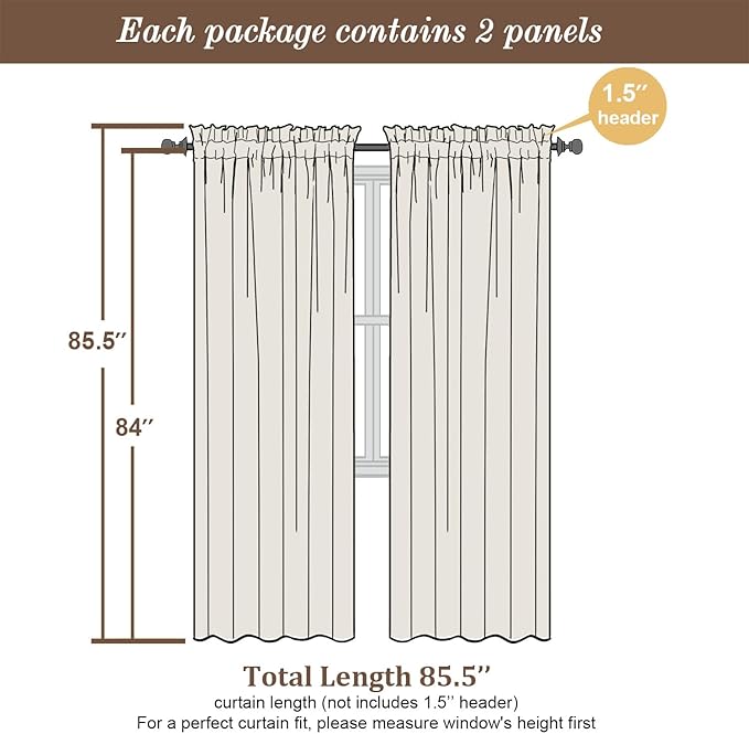 Chyhomenyc Dusty Blue Sheer Curtains 84 Inch Length 2 Panels Set, Light - Image 4
