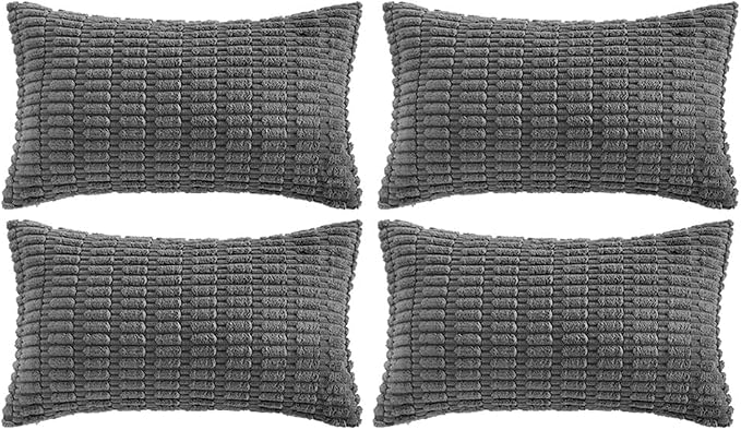 Fancy Homi 4 Packs Dark Grey Decorative Throw Pillow Covers 12x20 Inch by Fancy+Homi