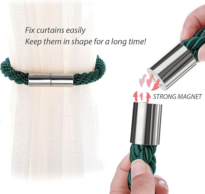 NICEEC 6 Pack Strong Magnetic Curtain Tiebacks Modern Simple Style Drape Tie - Image 4