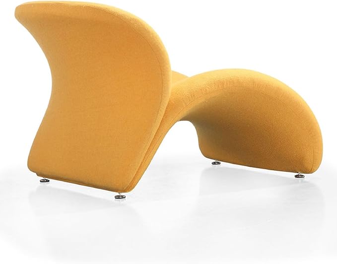 Manhattan Comfort Rosebud Modern Accent Chair Upholstered in Wool Blend, Ideal for Pop Living Room Usage, Abstract Lounge Seat with Metal Legs, Fully Assembled, Set of 2, Yellow