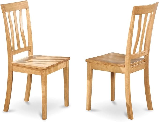 East West Furniture DLAN5-OAK-W 5 Piece Kitchen Table Set for 4 Includes a Round Dining Room Table with Dropleaf and 4 Solid Wood Seat Chairs, 42x42 Inch, Oak