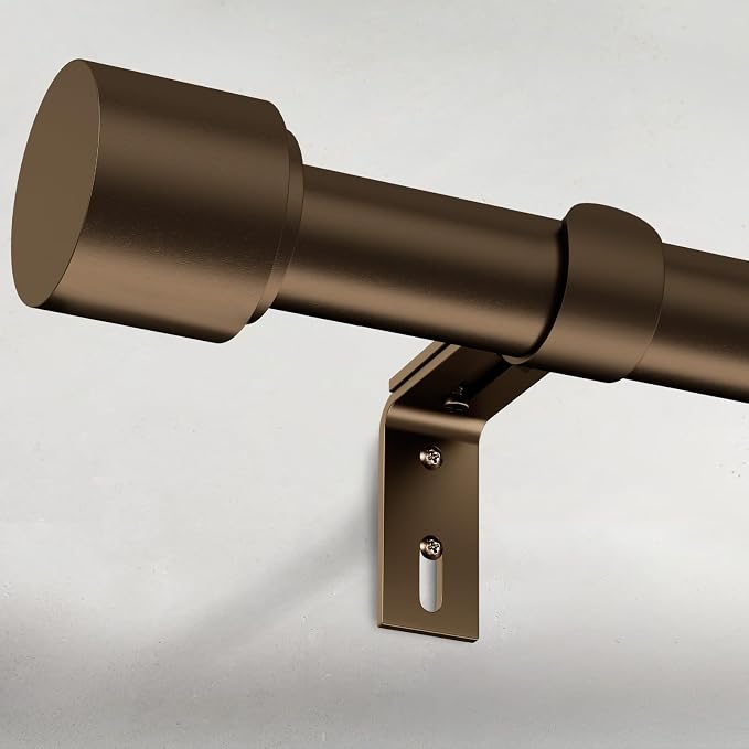 GEEBOBO Bronze Curtain Rods for Windows 48 to 84 Inch, 1 Inch Adjustable Heavy by GEEBOBO