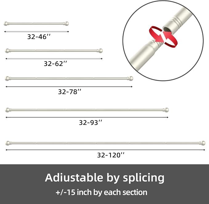 GXOACKJ Curtain Rods for windows 32-62 inch, 5/8 inch Decorative Nickel - Image 6