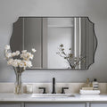 24x40 Black Mirror, Asymmetrical Vanity Mirror, Irregular Wall Mirror for Bathroom, Modern Mirror Wall Mounted Metal Framed for Bathroom, Bedroom, Living Room, Mantel