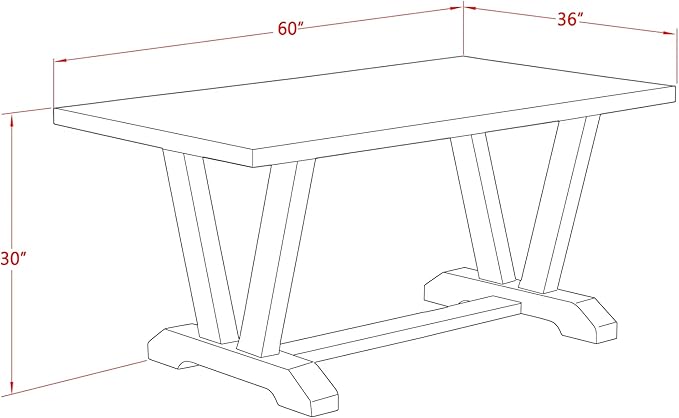 East West Furniture V676VE650-5 5 Piece Dining Set Includes a Rectangle Dining Room Table with V-Legs and 4 Dark Gotham Linen Fabric Parson Chairs, 36x60 Inch, Multi-Color