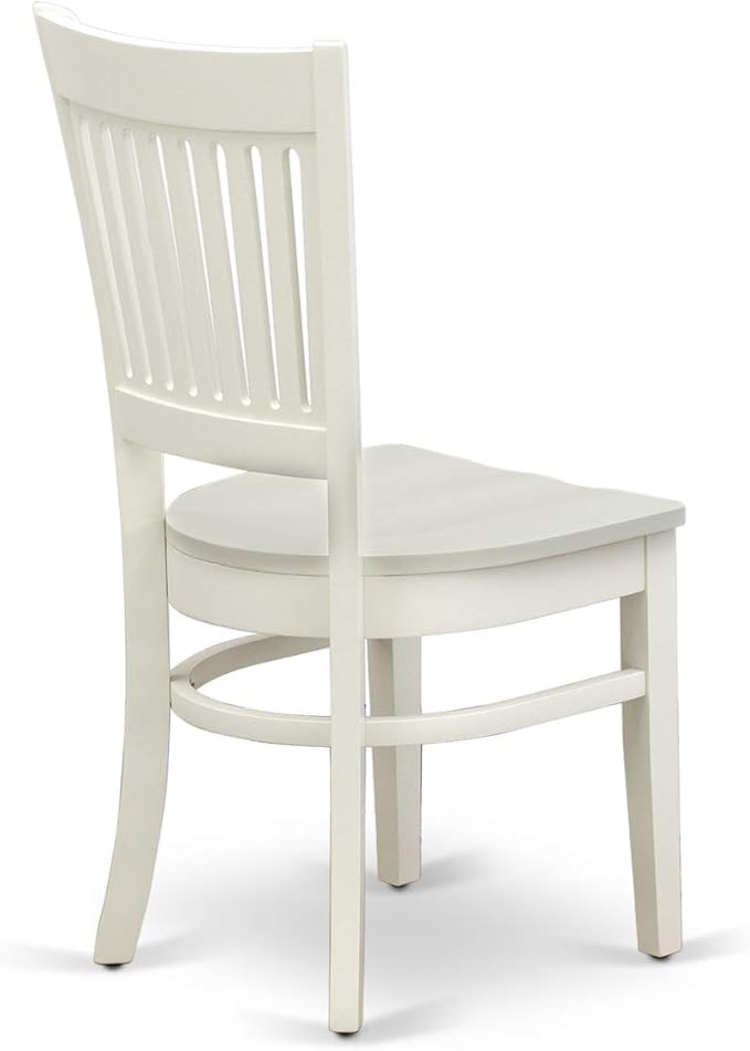 East West Furniture ANVA5-LWH-W 5 Piece Kitchen Table Set for 4 Includes a Round Dining Room Table with Pedestal and 4 Solid Wood Seat Chairs, 36x36 Inch, Linen White
