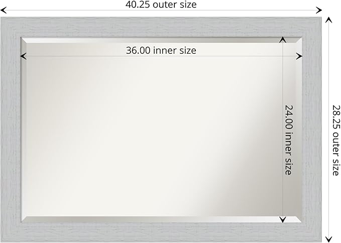 Amanti Art White Bathroom Mirror for Over Sink, 28x40 Shiplap White Rectangle Vanity Mirror, Large Coastal Wood Frame, Hangs Horizonally and Vertically, Bathroom Wall Decor, Beveled Edge from WI, USA