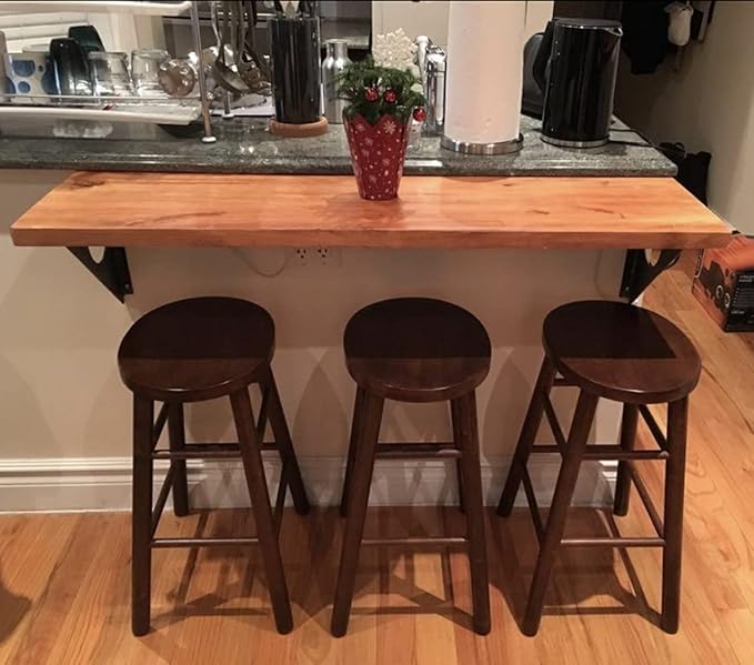 Industrial Rustic Wall-Mounted Table, Dining Table Desk, Pine Wood Wall-Mounted Bar Tables (24”X 14“)