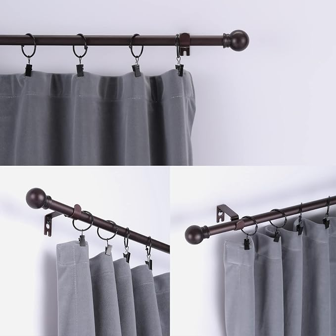 Thestoa Brown Curtain Rods for Windows 48 to 84-92 Inch, Stainless Steel Long - Image 2