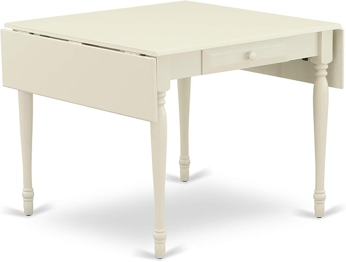 East West Furniture MZKE5-LWH-W 5 Piece Dining Room Furniture Set Includes a Rectangle Kitchen Table with Dropleaf and 4 Dining Chairs, 36x54 Inch, Linen White