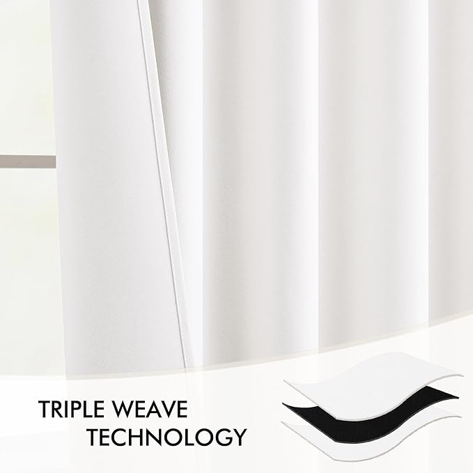MIULEE Pure White Back Tab Blackout Curtains 108 Inch Long 2 Panels Set - Image 7