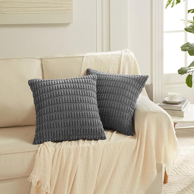 Fancy Homi 4 Packs Dark Grey Decorative Throw Pillow Covers 26x26 Inch - Image 6