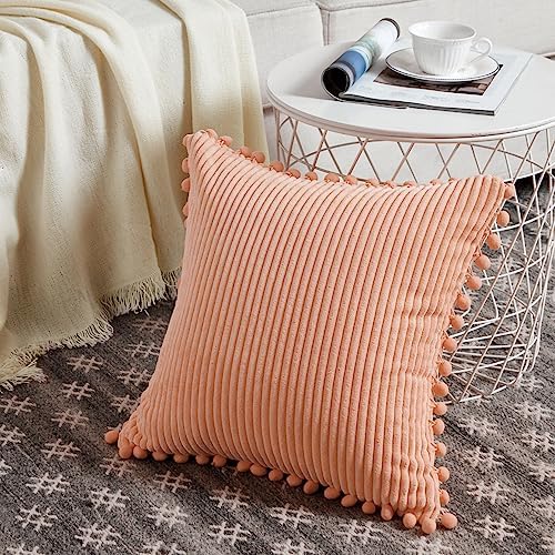 Fancy Homi Pack of 2 Peach Decorative Throw Pillow Covers 18x18 Inch - Image 2