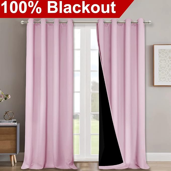 NICETOWN Full Shading Curtains 90" Long 2 Panels Set - Image 2
