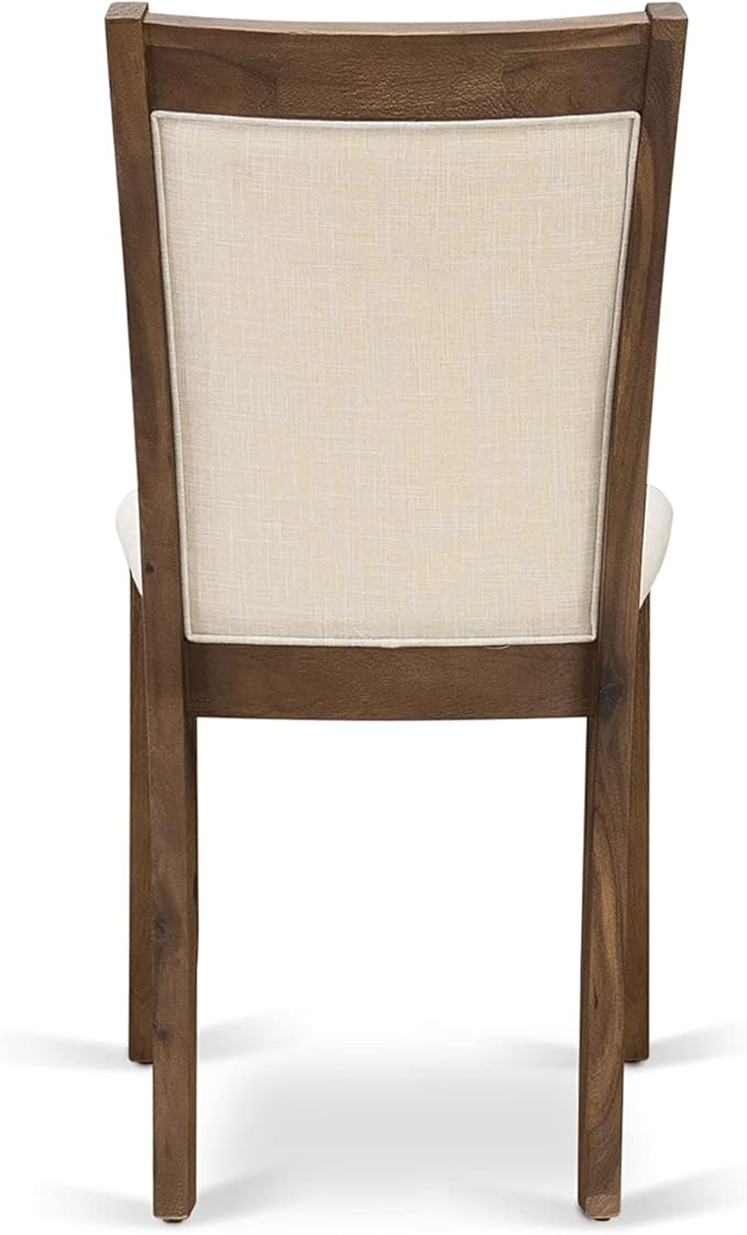 East West Furniture X777MZN32-7 7 Piece Kitchen Table Set Consist of a Rectangle Dining Table with X-Legs and 6 Light Beige Linen Fabric Parson Dining Chairs, 40x72 Inch, Multi-Color