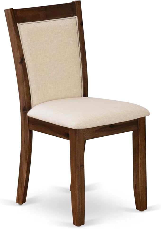 East West Furniture V727MZN32-6 6 Piece Dining Set Contains a Rectangle Dining Room Table with V-Legs and 4 Light Beige Linen Fabric Parson Chairs with a Bench, 40x72 Inch, Multi-Color