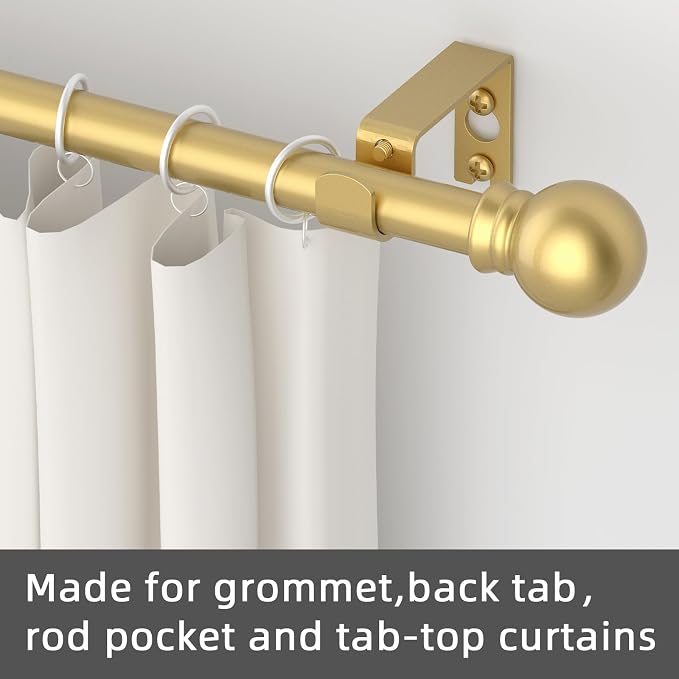 GXOACKJ Curtain Rods for windows 48 to 84-93 inch, 5/8 inch Decorative Gold - Image 3