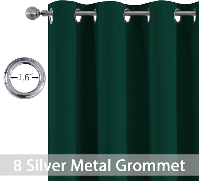 Yakamok 96 Inch Long Dark Green Blackout Curtains Room Darkening Thermal - Image 4