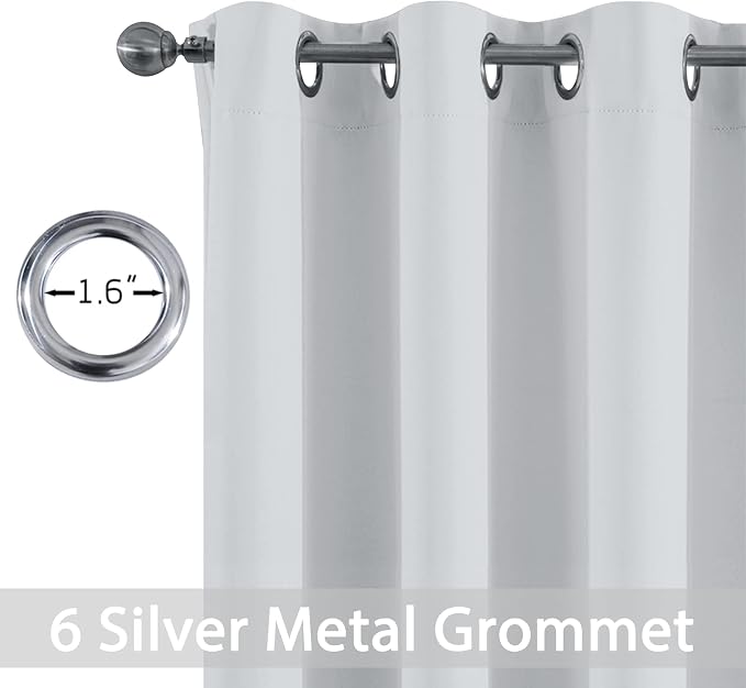Yakamok Blackout Curtains Greyish White Room Darkening Thermal Insulated - Image 2