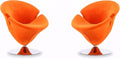 Manhattan Comfort Tulip Swivel Accent Chair Set of 2 with 360° Turn, Modern Flower Inspired Design, Soft Velvet Upholstery, Polished Chrome Base, No Assembly Required, 300 Lbs Capacity, Orange