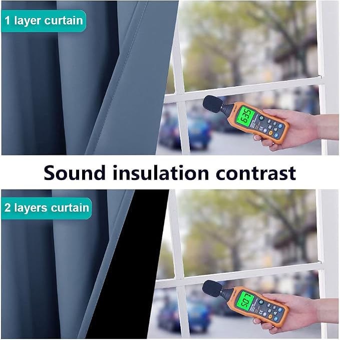 NICETOWN 100% Blackout Curtains 108 inches Long, Pair of Energy Smart & Noise - Image 3