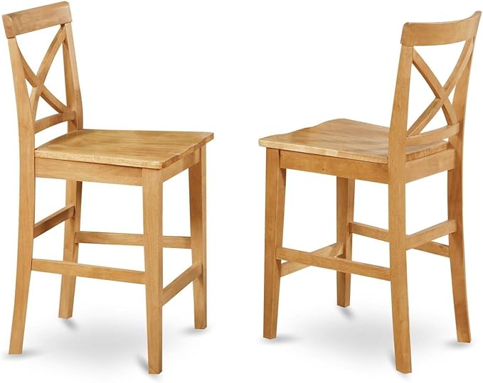East West Furniture YAPB3-OAK-W 3 Piece Kitchen Counter Height Dining Table Set Contains a Rectangle Dining Room Table and 2 Wooden Seat Chairs, 30x48 Inch, Oak