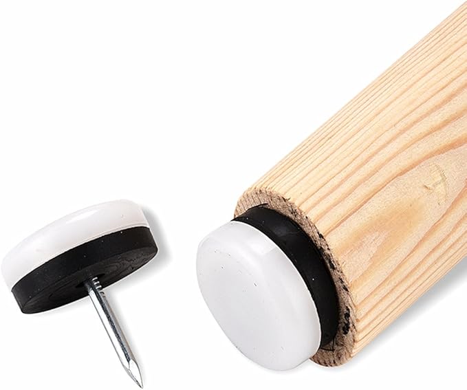 ALIMITOPIA 40pcs Furniture Glide Nail-in Thickened Nylon Chair Glide Slider Furniture Pad Floor Protector for Wooden Furniture Chair Tables Leg Feet(Φ16mm or 0.6";White)
