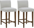 CHITA Counter Height Bar Stools Set of 2, 27" H Seat Height Upholstered Barstools, PU Leather in Creamy Grey