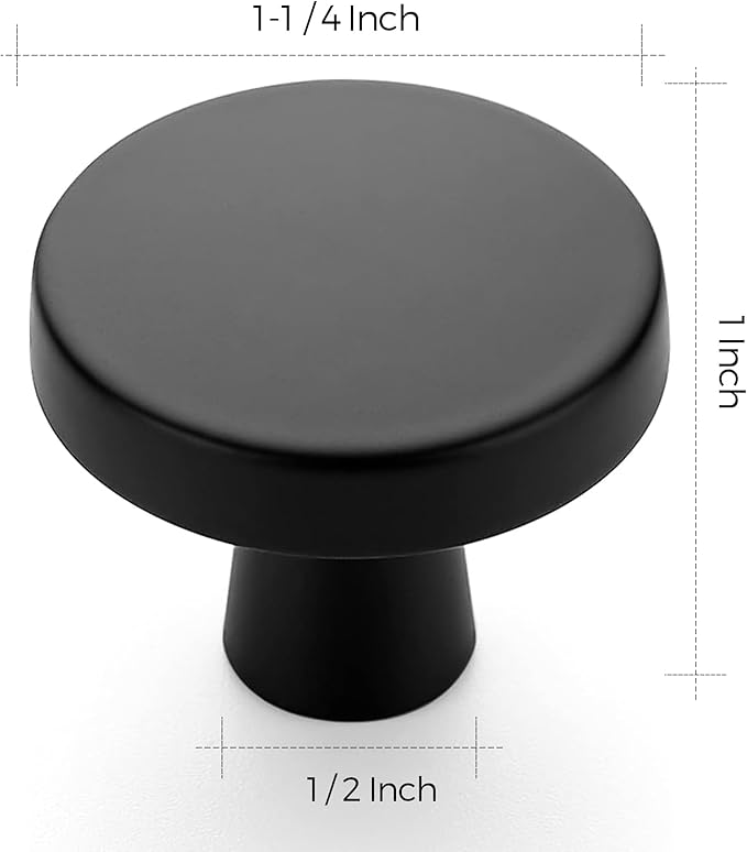 Ravinte 40 Pack 1-1/4 Inch Kitchen Cabinet Knobs Solid Round Dresser Drawer Knobs Matte Black Dresser Knobs Simple Cabinet Hardware for Cupboard Drawer Pulls