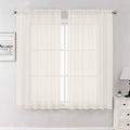 Lecloud Ivory Sheer Curtains 63 Inch Length 2 Panels Set, Rod Pockets Voile by Lecloud